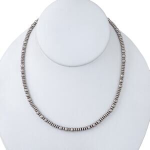 Estate Italy Sterling Silver 925 Beaded Heishi Rondelle Necklace 16"